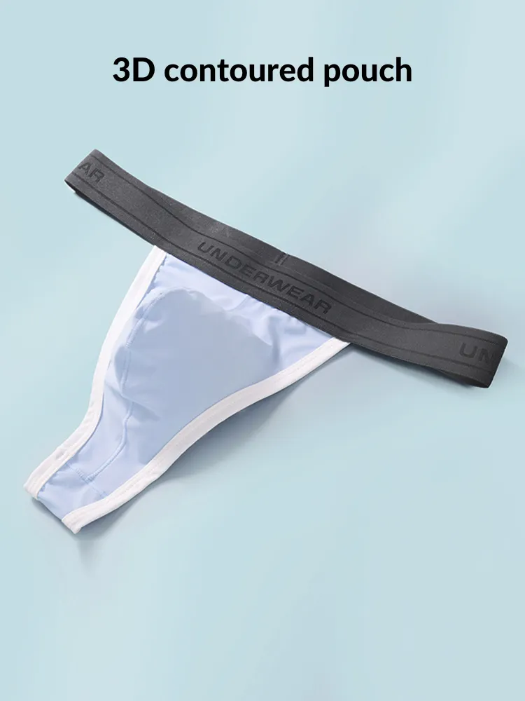 3 Pack Men's Contoured Pouch Ice Silk Thong