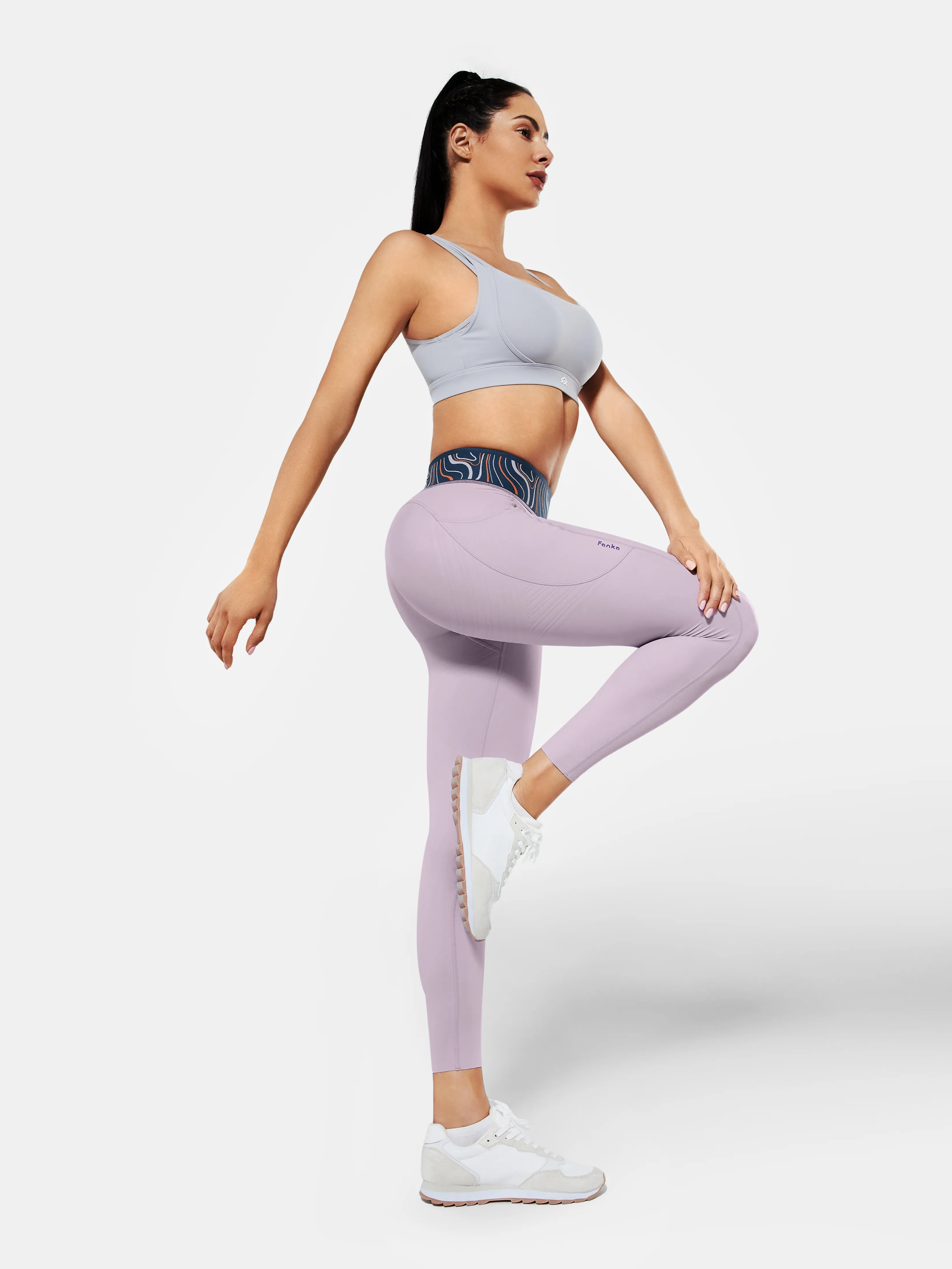 Body Sculpt Patterned Waistband Leggings
