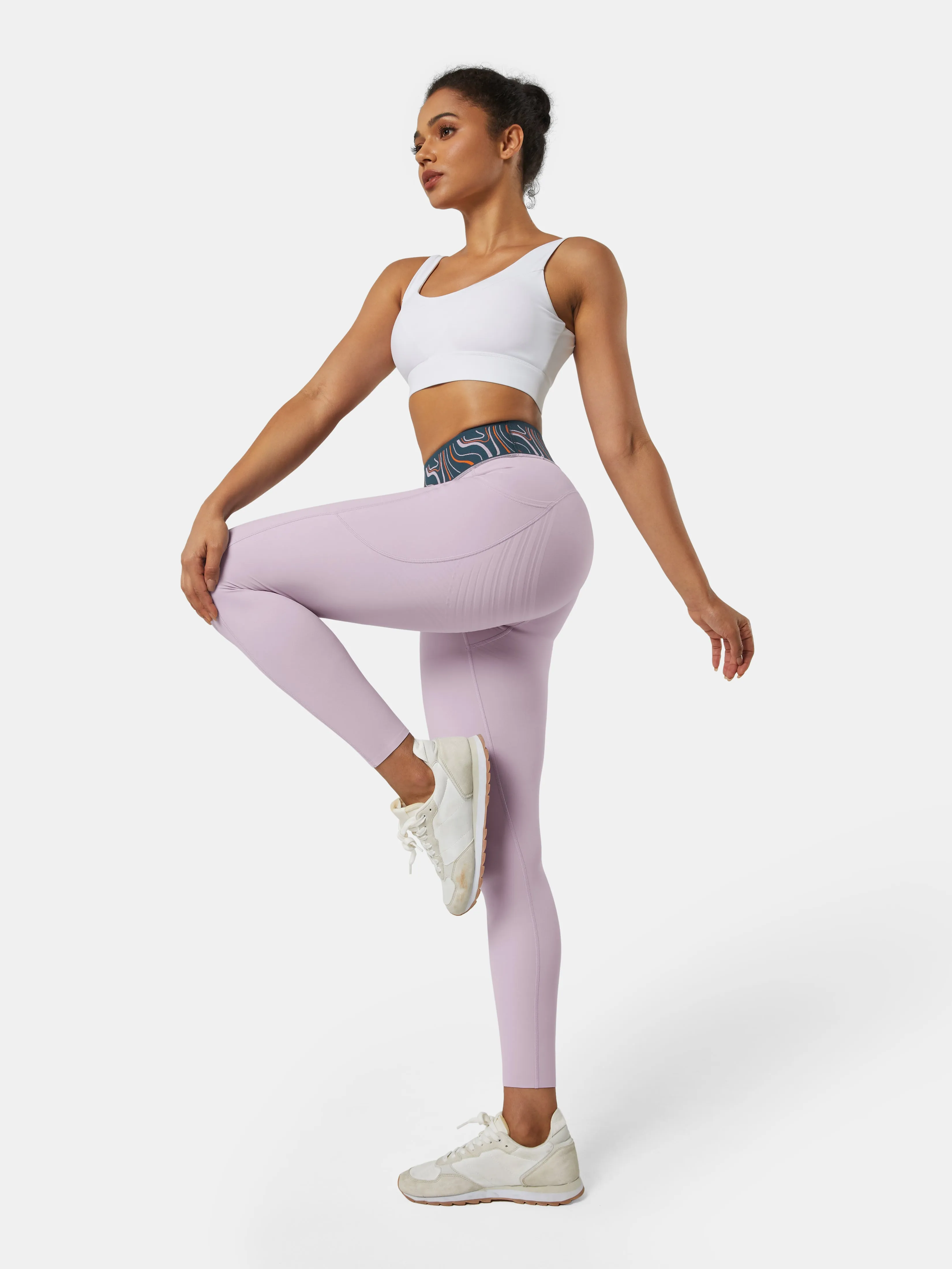 Body Sculpt Patterned Waistband Leggings