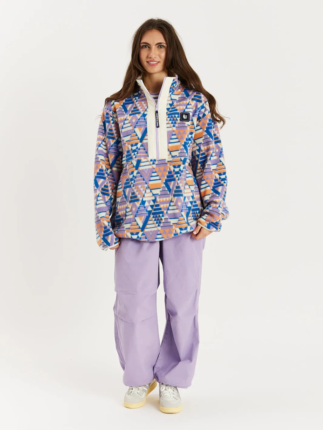 Dara Retro Pattern 1/2 Zip Fleece