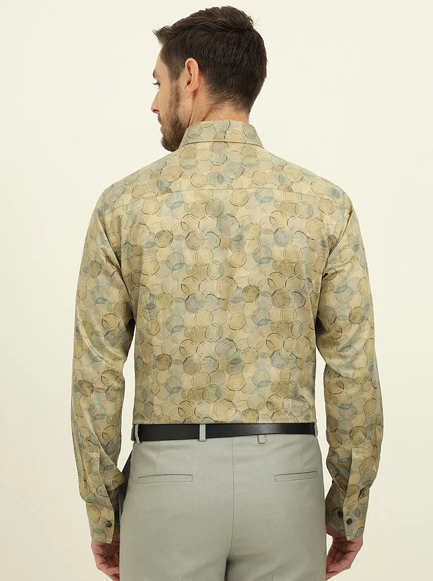 Golden & Green Printed Slim Fit Party Wear Shirt | Wyre