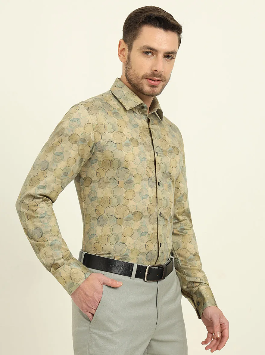 Golden & Green Printed Slim Fit Party Wear Shirt | Wyre