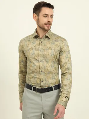 Golden & Green Printed Slim Fit Party Wear Shirt | Wyre