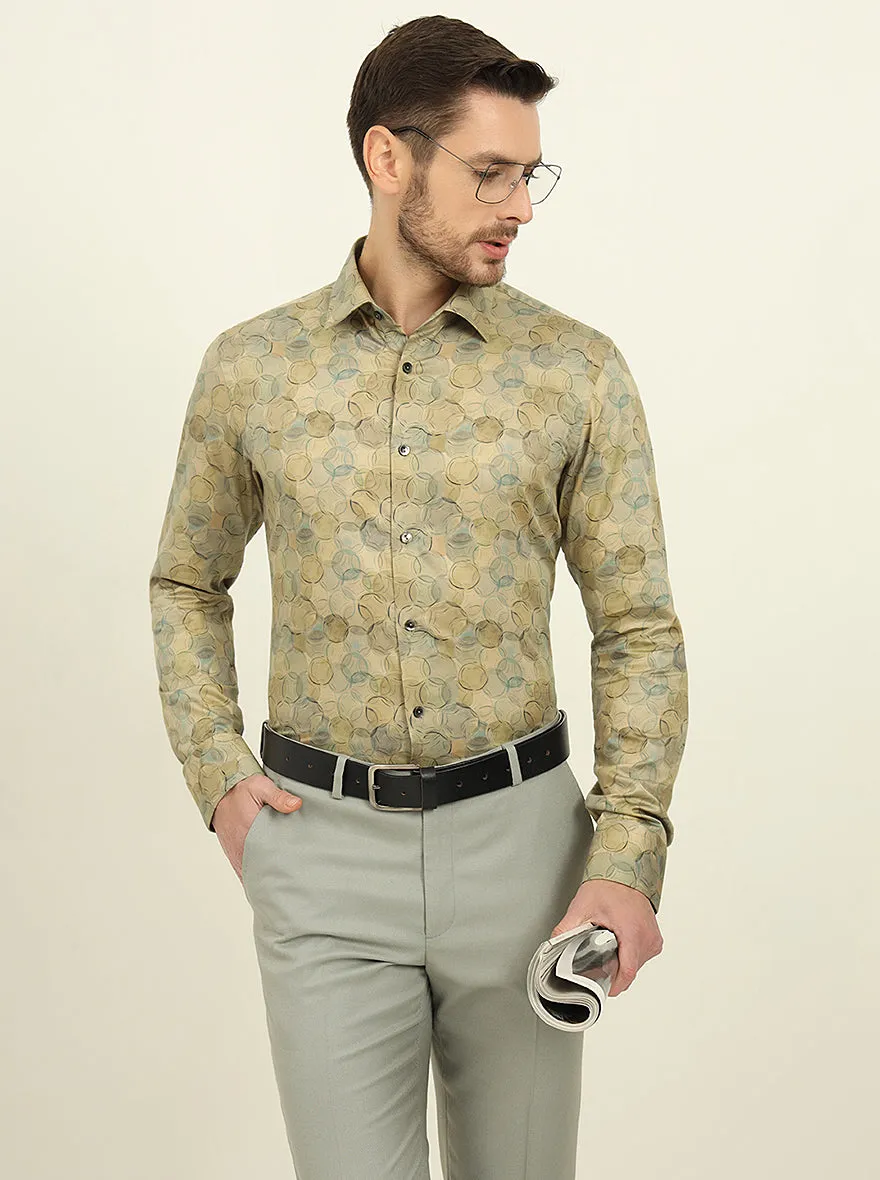 Golden & Green Printed Slim Fit Party Wear Shirt | Wyre