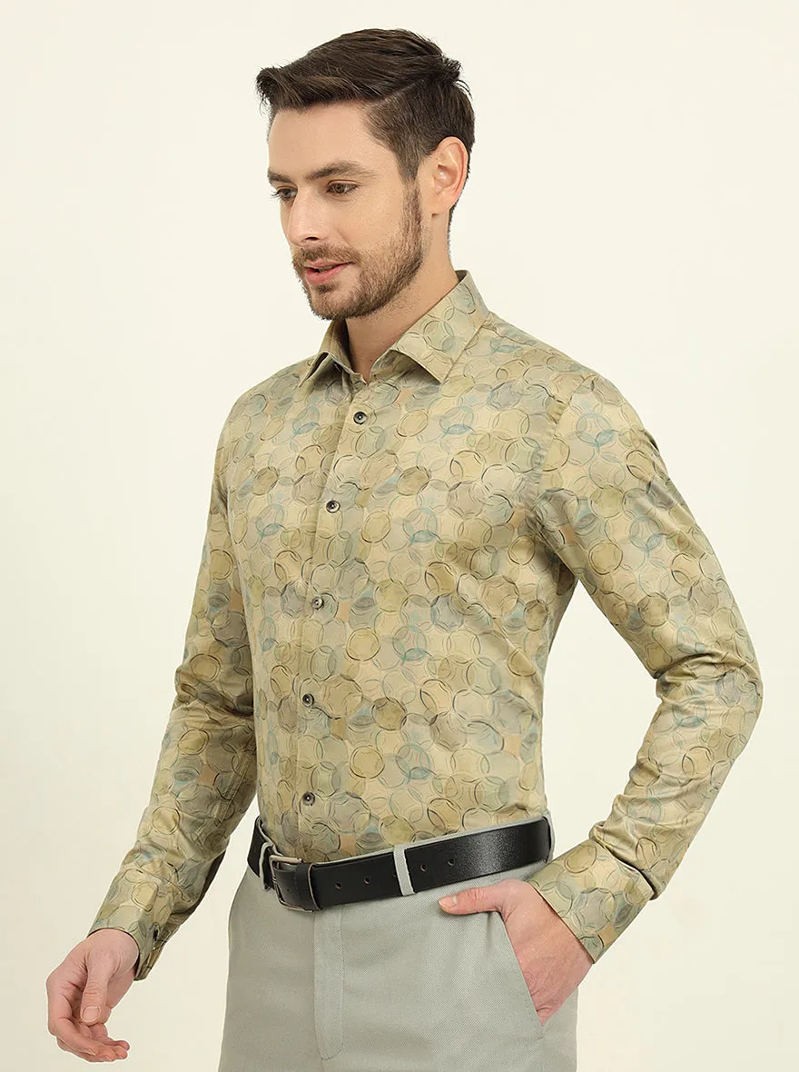 Golden & Green Printed Slim Fit Party Wear Shirt | Wyre