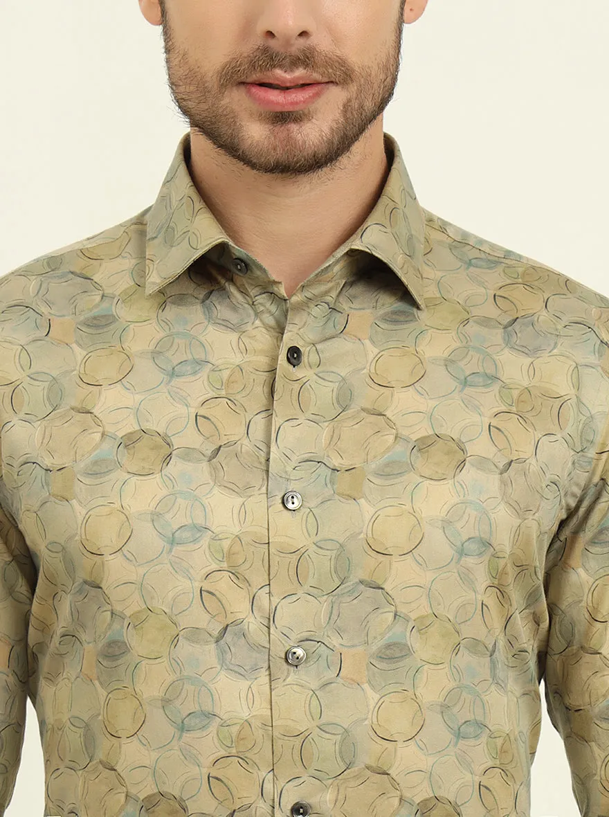 Golden & Green Printed Slim Fit Party Wear Shirt | Wyre
