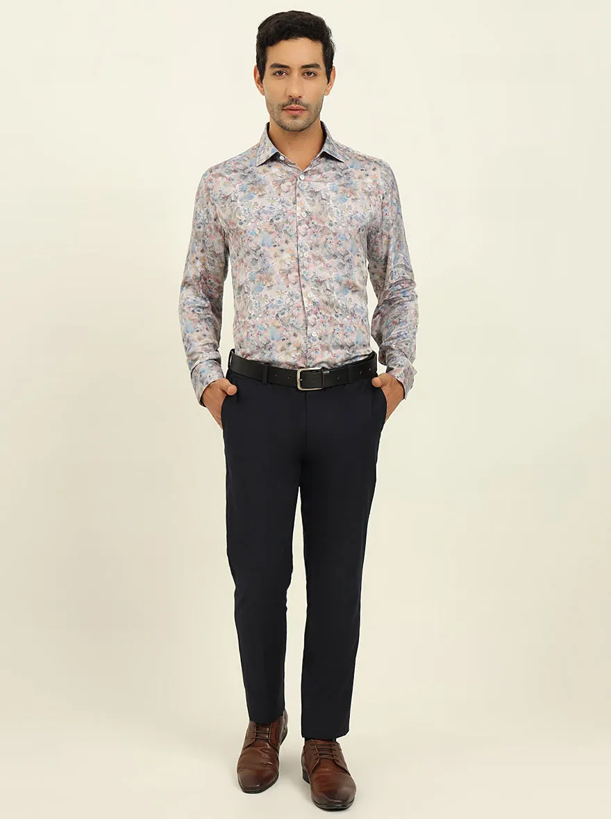 Light Blue Digital Printed Slim Fit Party Wear Shirt | JadeBlue