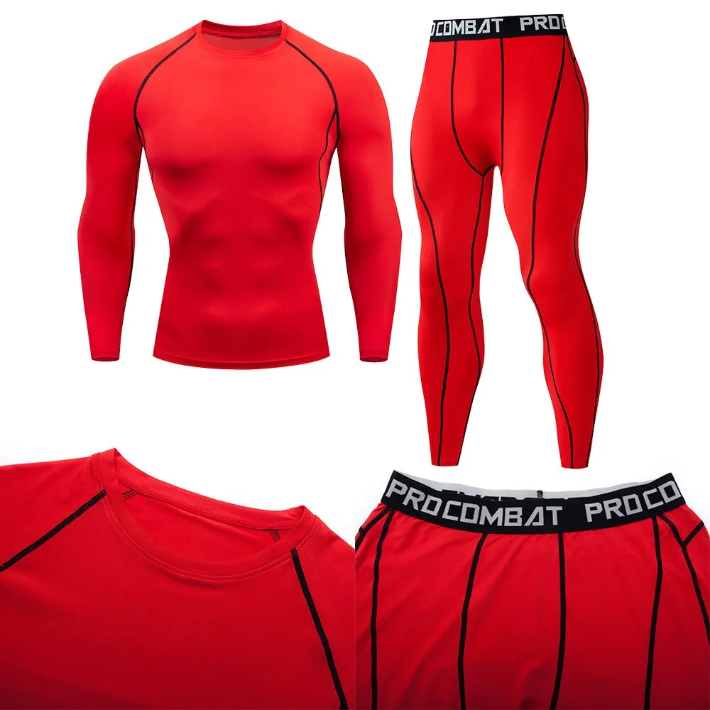 Men's Compression Sport Suit Quick Dry Running Set Clothing Sports Outdoor Joggers Training Gym Fitness Tracksuit Sportswear Kit