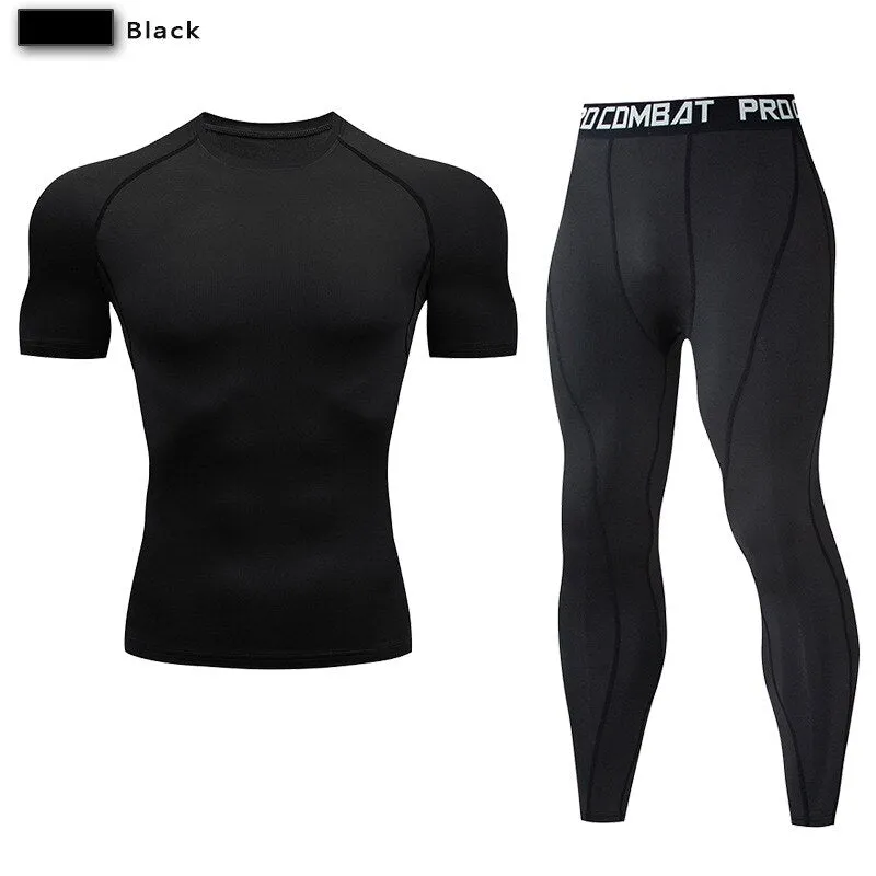 Men's Compression Sport Suit Quick Dry Running Set Clothing Sports Outdoor Joggers Training Gym Fitness Tracksuit Sportswear Kit